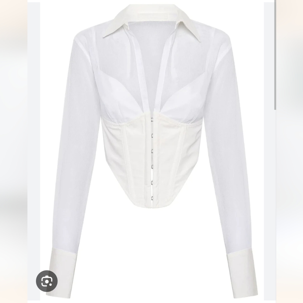 Dion Lee Grid Corset Shirt White